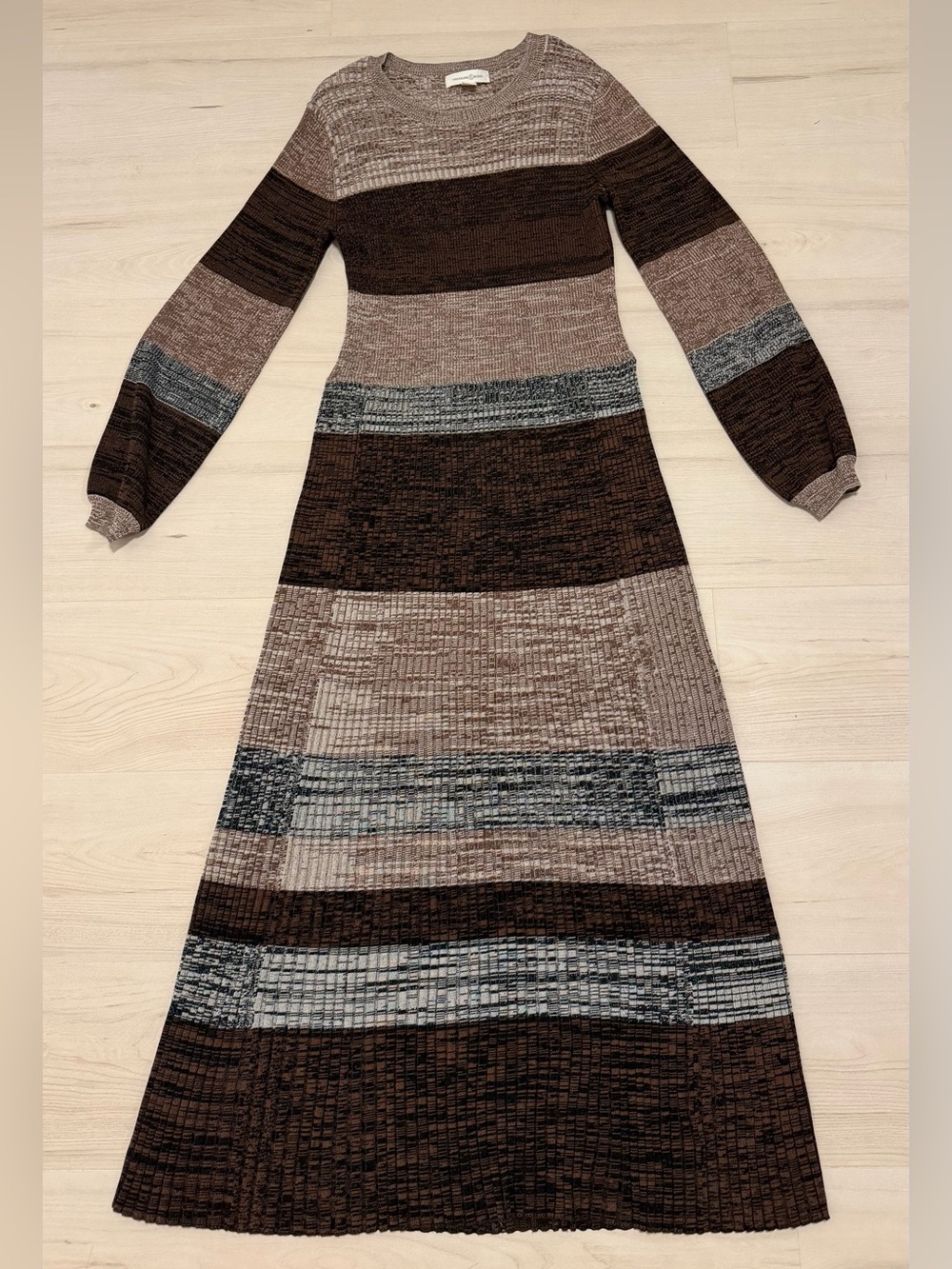 Treasure & Bond Striped Knit Maxi Dress - Brown & Gray